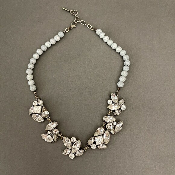 Vintage Sugarfix Necklace Fashion Jewelry Silver-tone Beaded Chain Clear Blue - Picture 1 of 6
